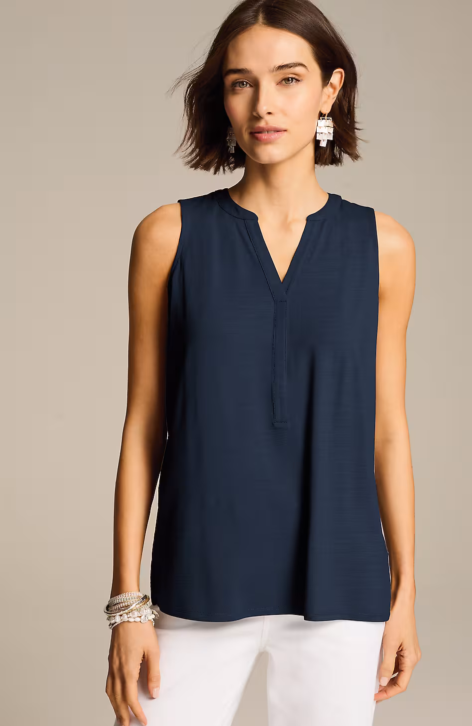 Wearever Slub-Knit Split-Neck Tank