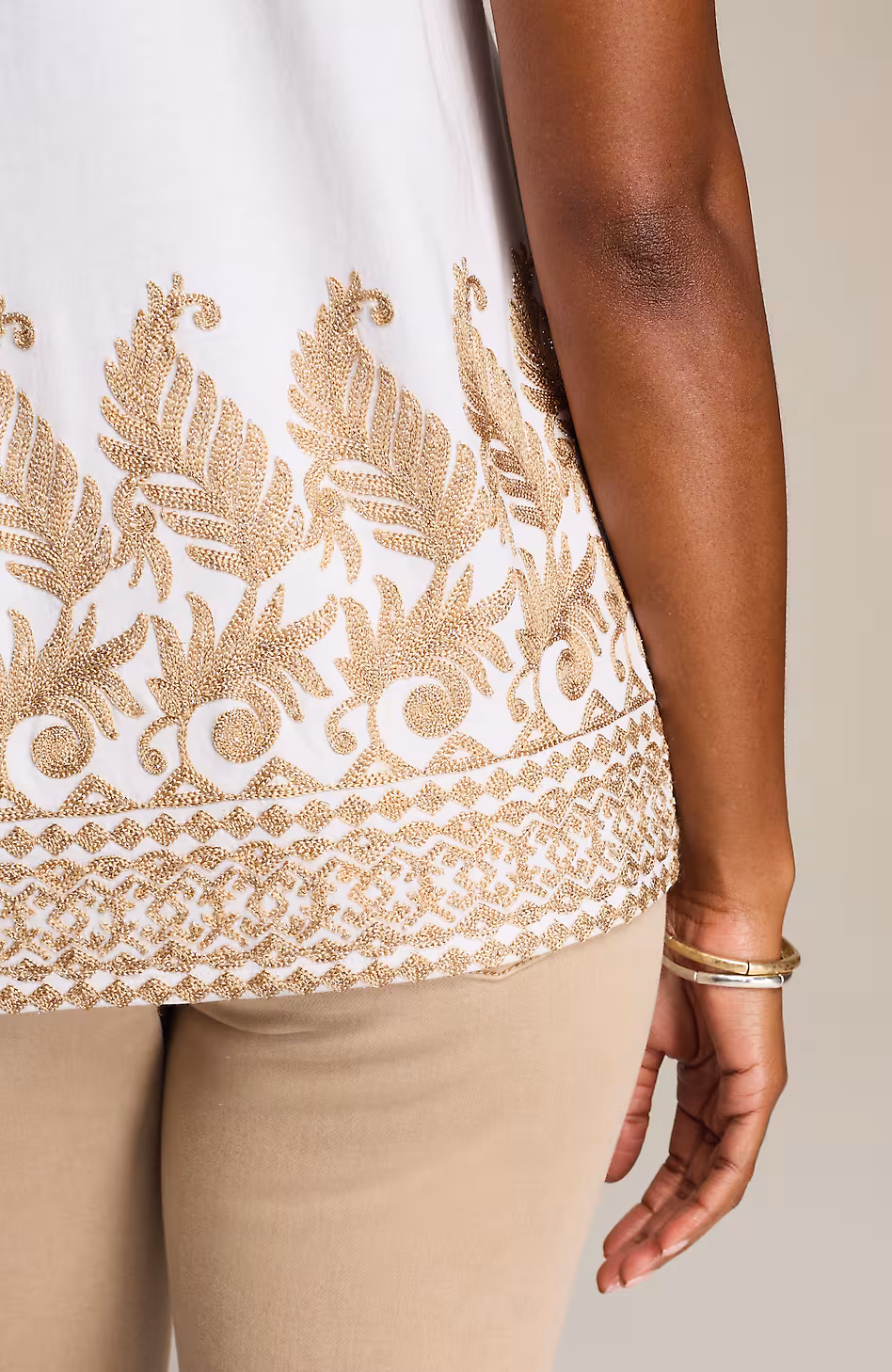 Pure Jill Metallic-Embroidered Top