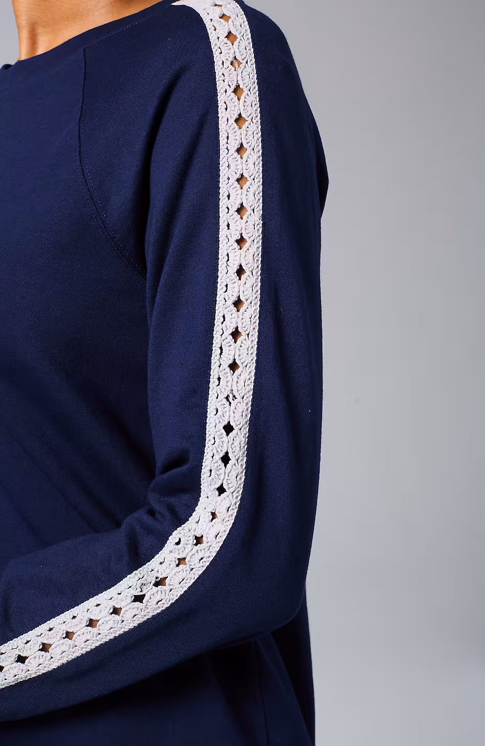 Fit Crochet-Trimmed Sweatshirt