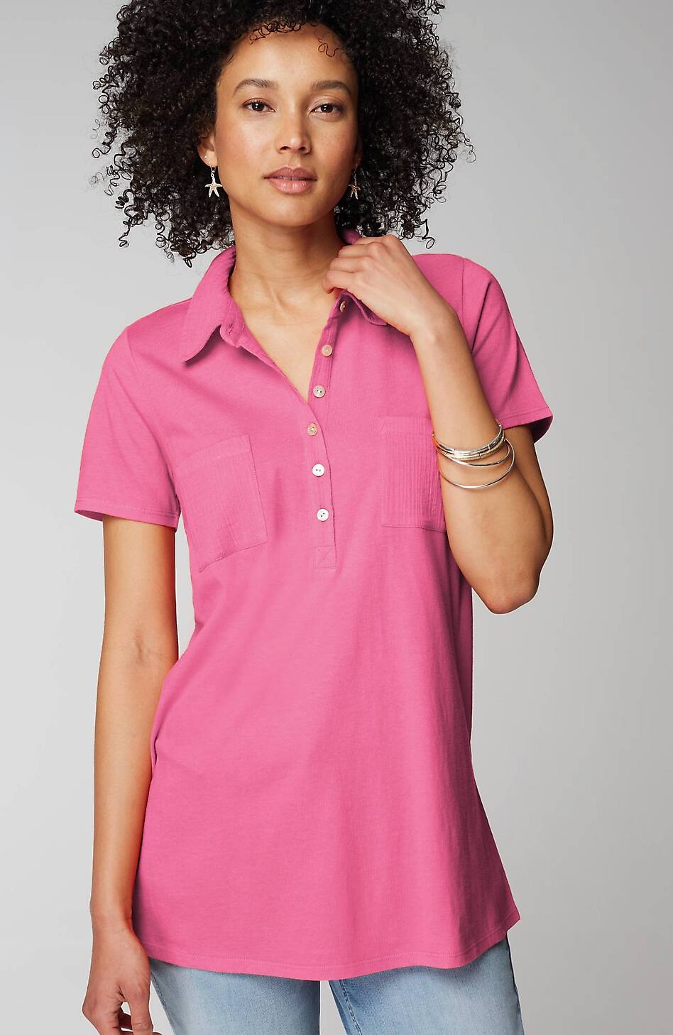 Cotton-Gauze Mixed-Media Tunic