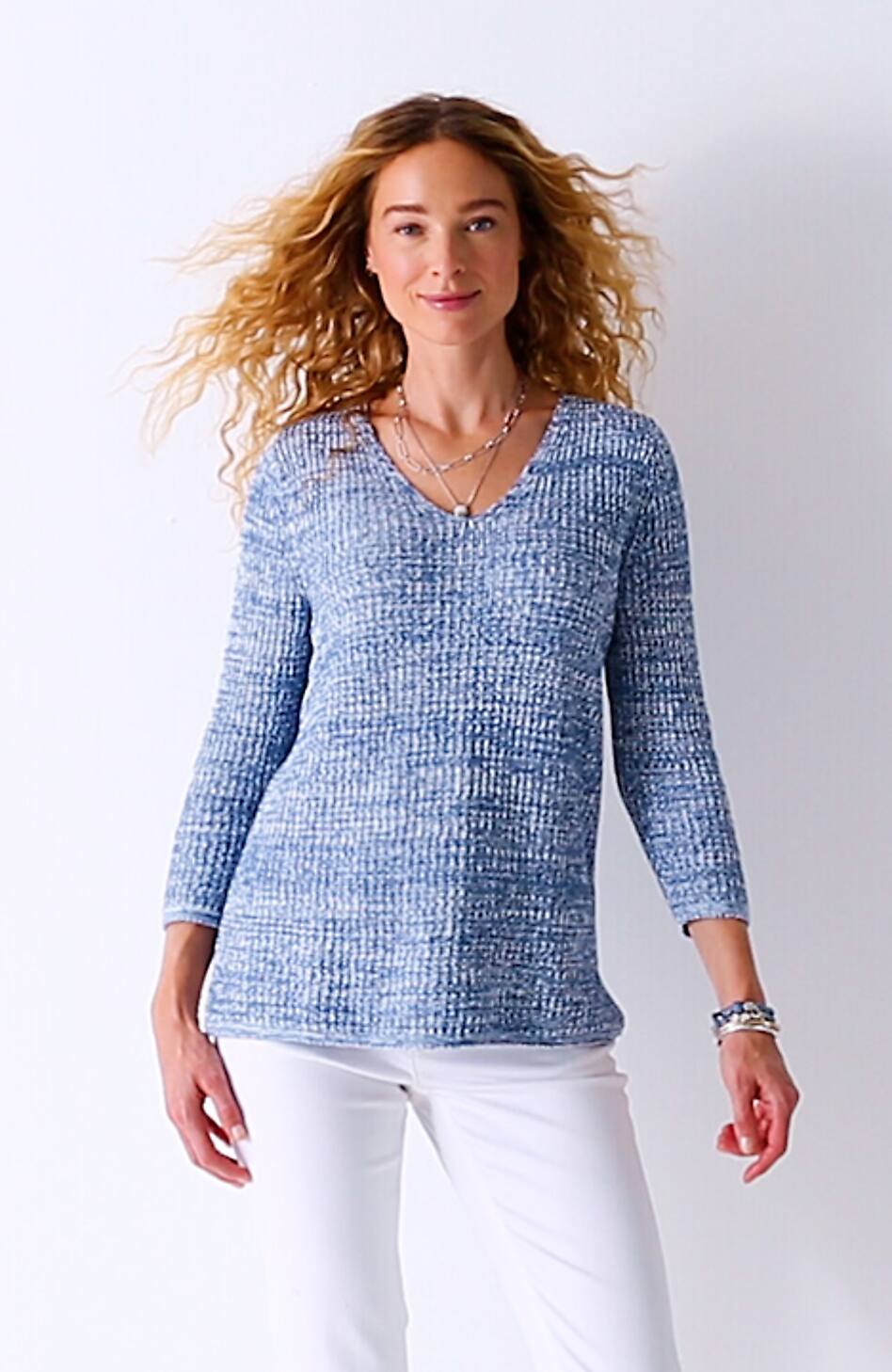 Slub-Textured Ribbed Sweater
