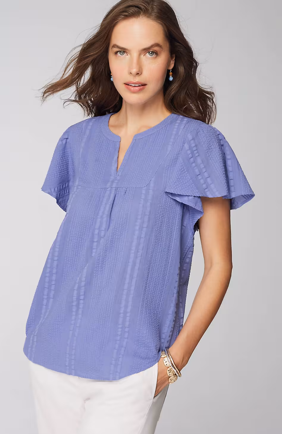 Geometrically Embroidered Textured Top