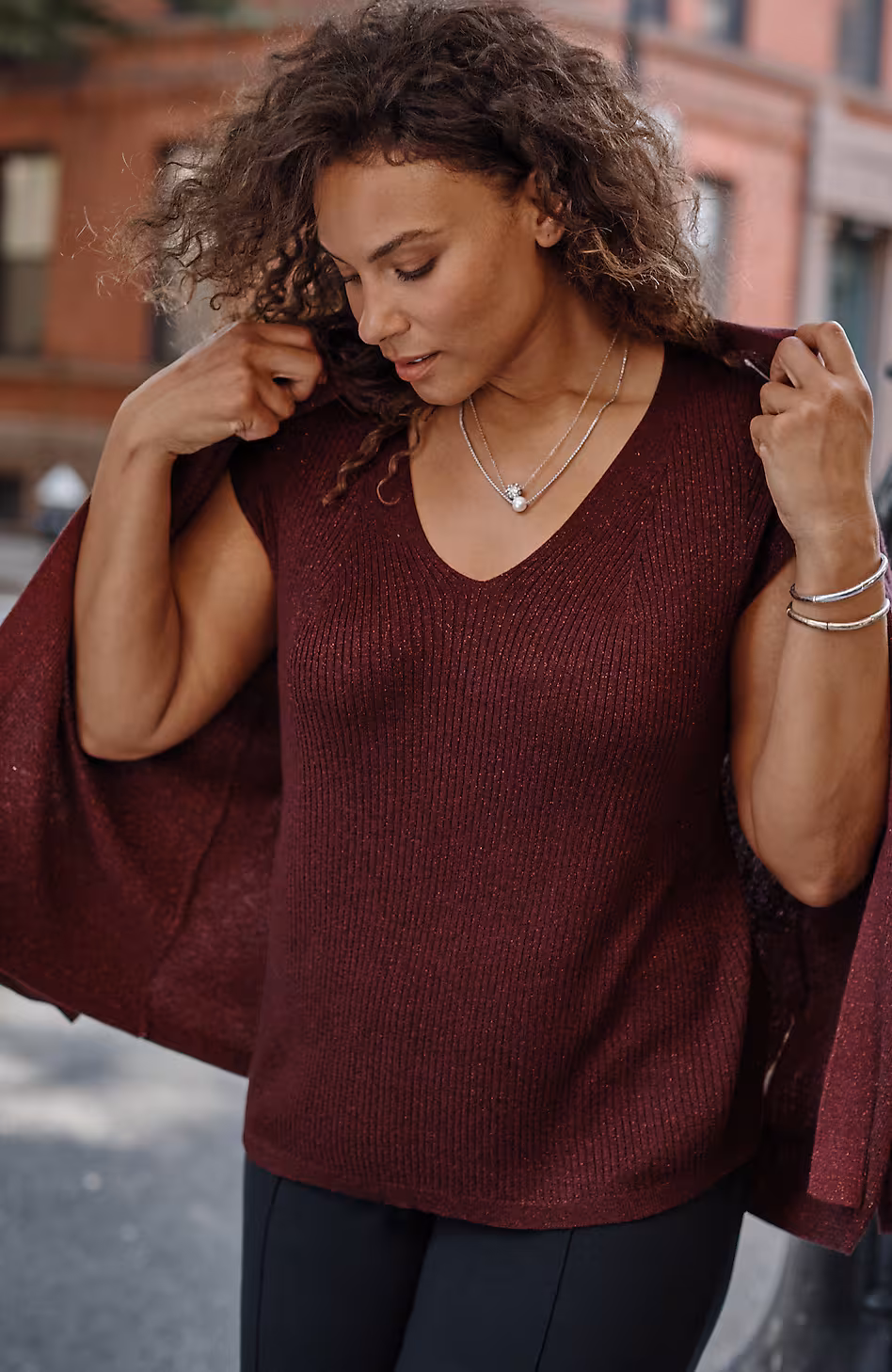 Wearever Rib-Textured Sparkle Top