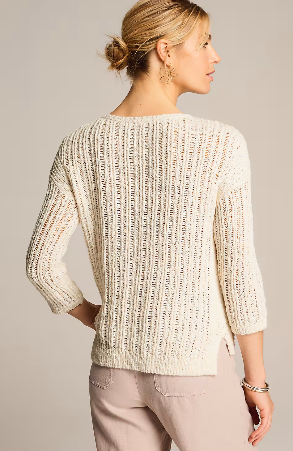 Pure Jill Open-Rib-Textured Sweater