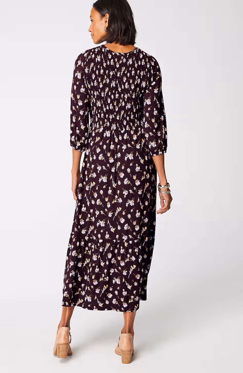 Tiered Flounced-Hem Midi Dress