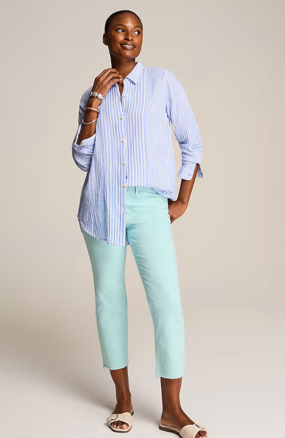 High-Rise Fringe-Hem Crops