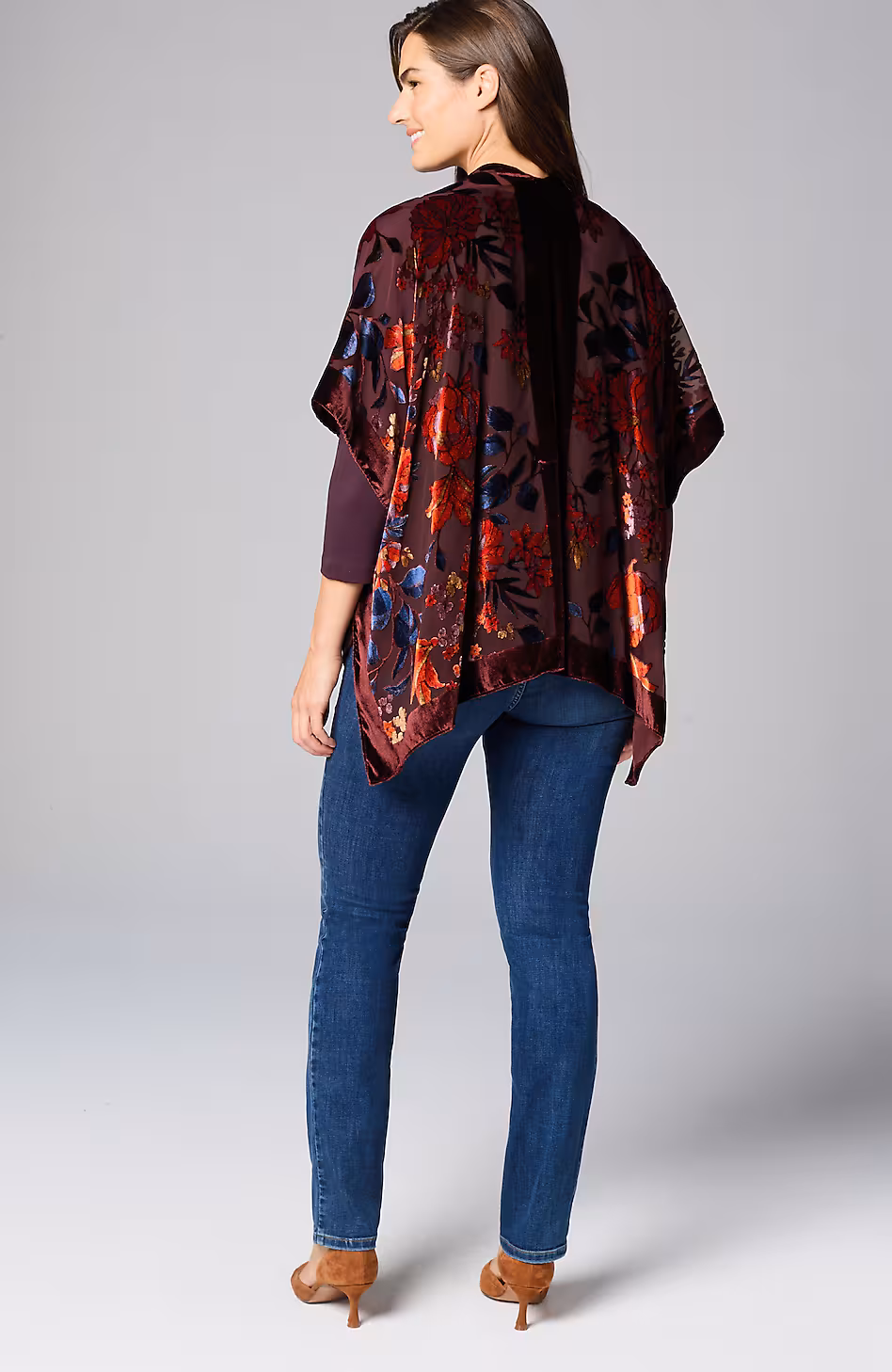 Floral Burnout Velvet Ruana