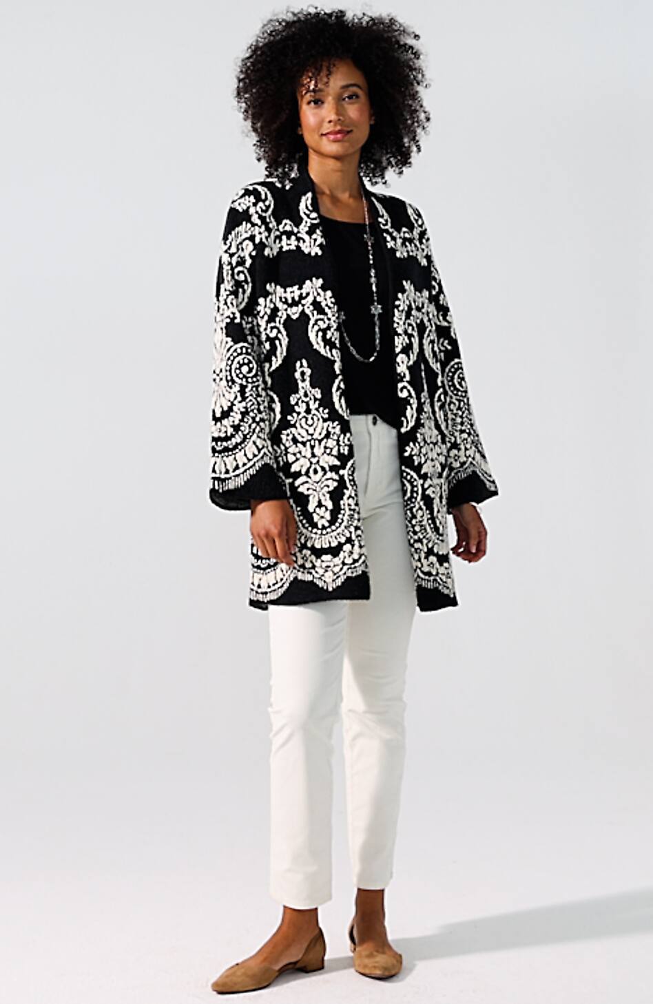 Placed-Jacquard Cardi
