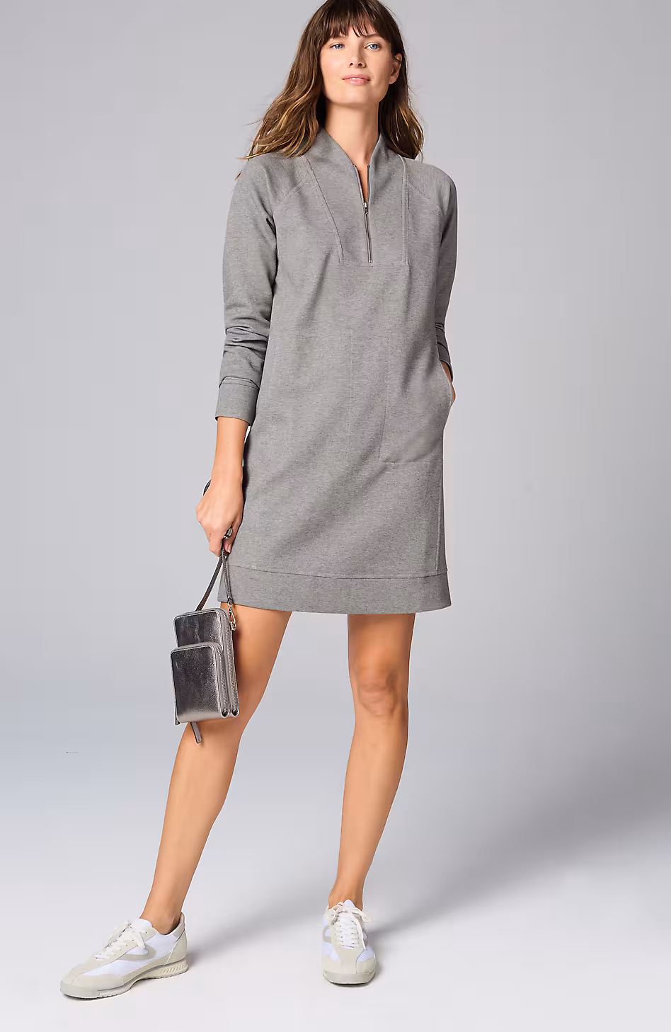 Fit Double-Knit Zipped-Collar Dress