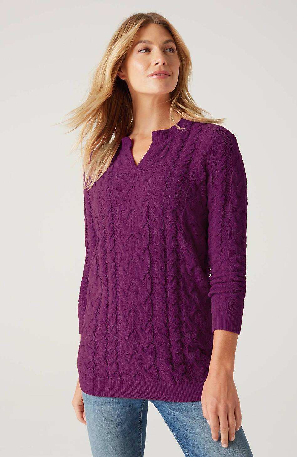 Split-Neck Chenille Tunic