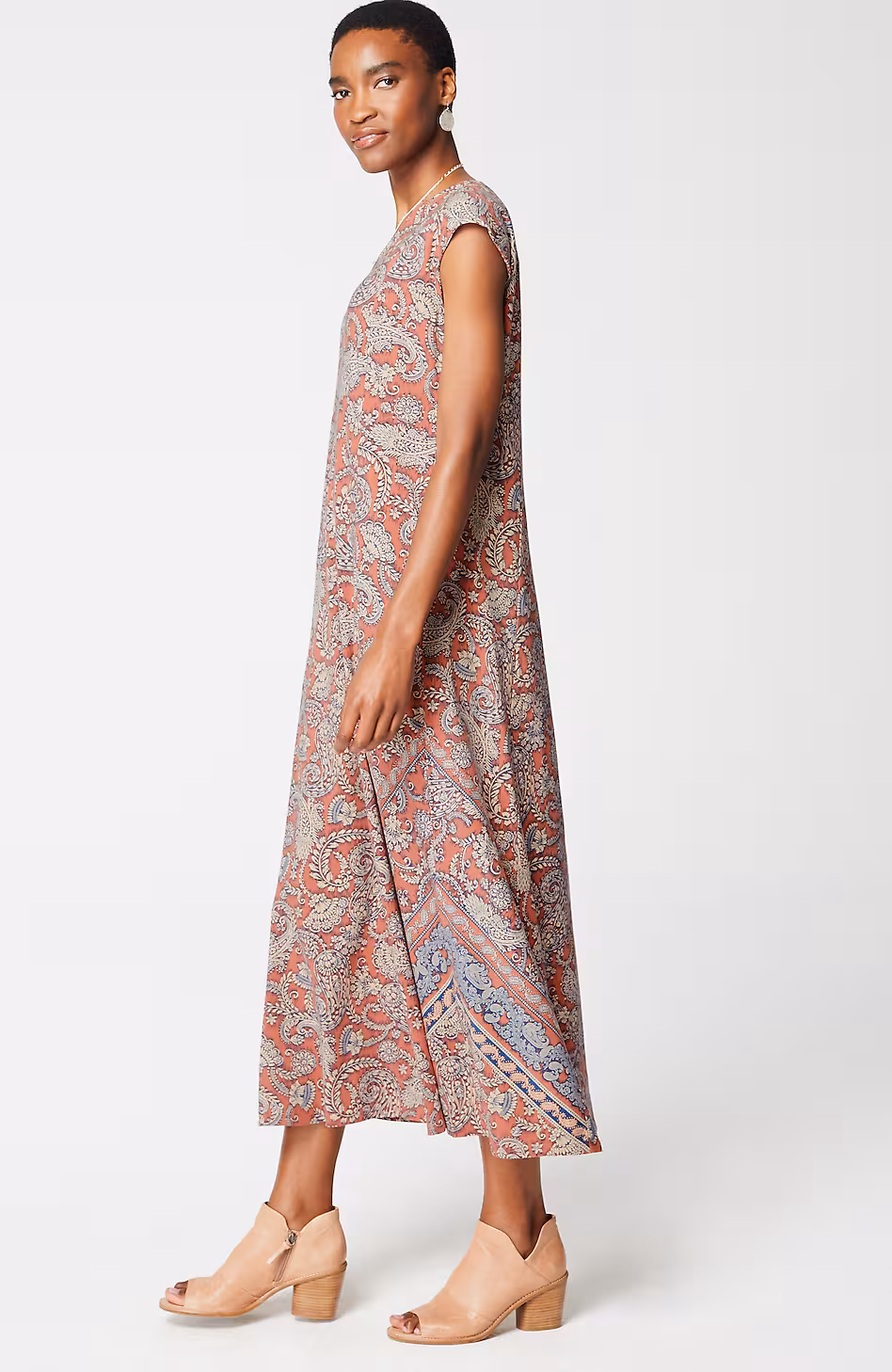 Pure Jill Placed-Border Maxi Dress