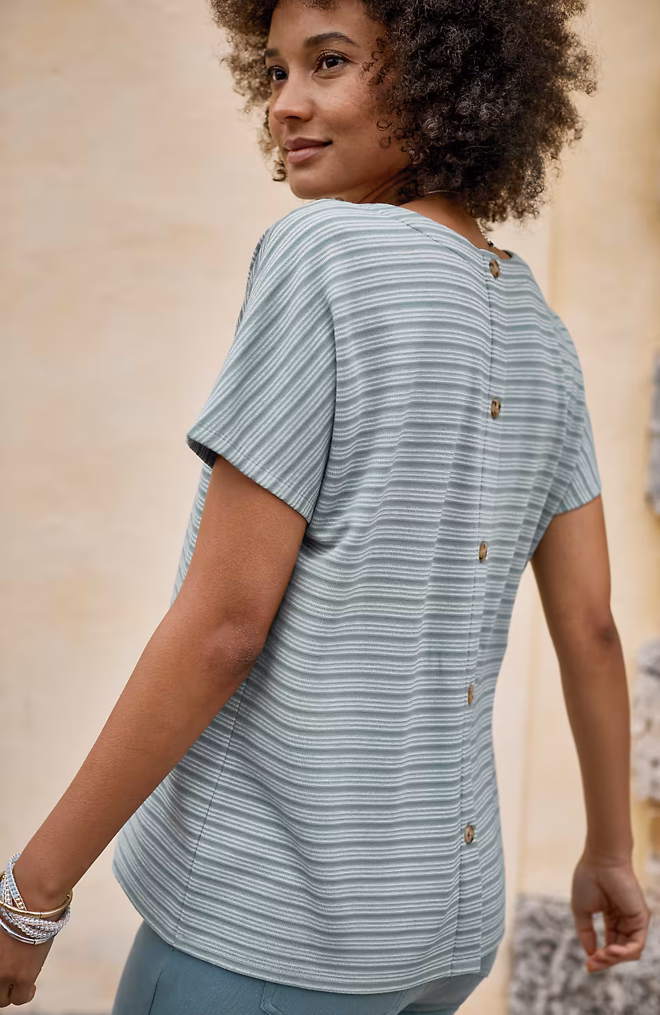 Wearever Textured Button-Back Top