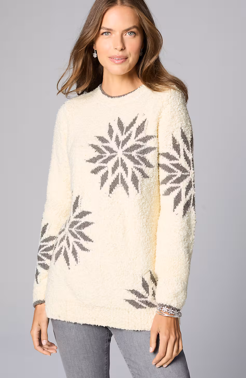 Intarsia Snowflake Sweater