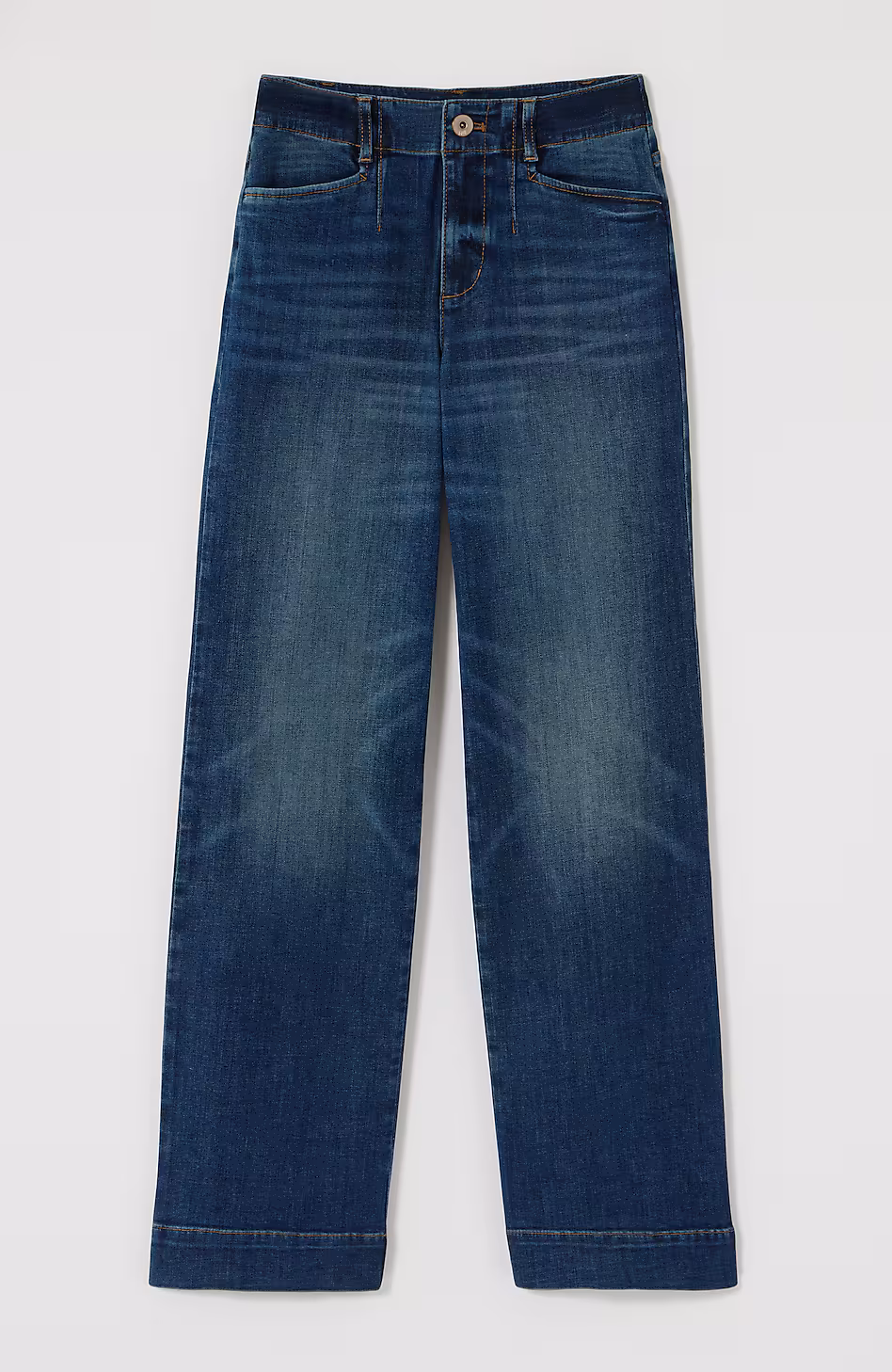 Curvy-Fit Angled-Pocket Wide-Leg Jeans