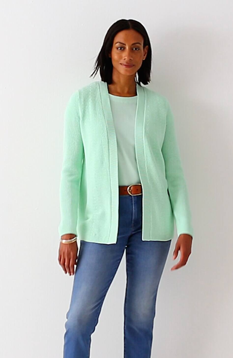 Ribbed Open-Front Cardi
