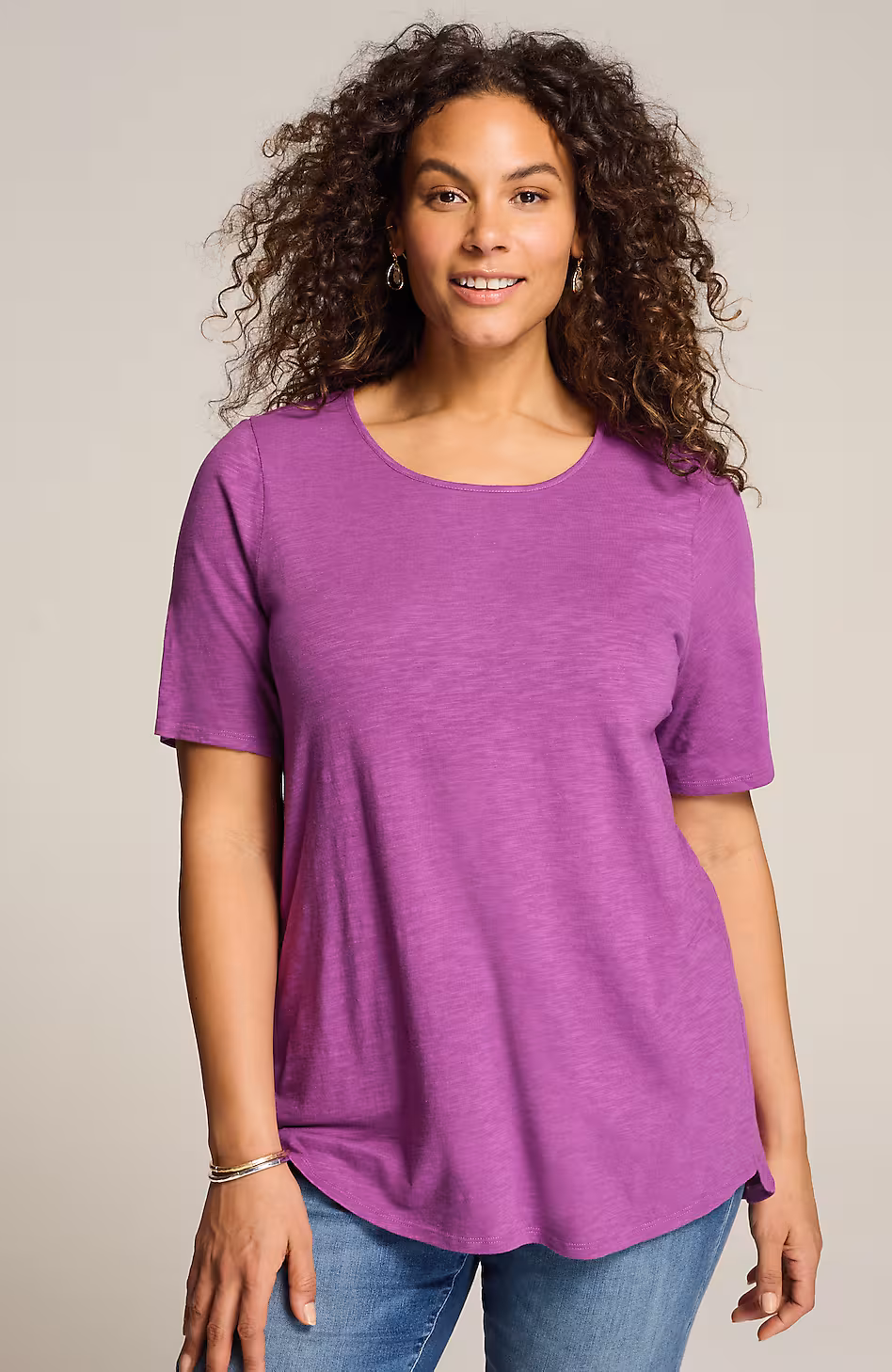 Cotton-Blend Elbow-Sleeve Tunic