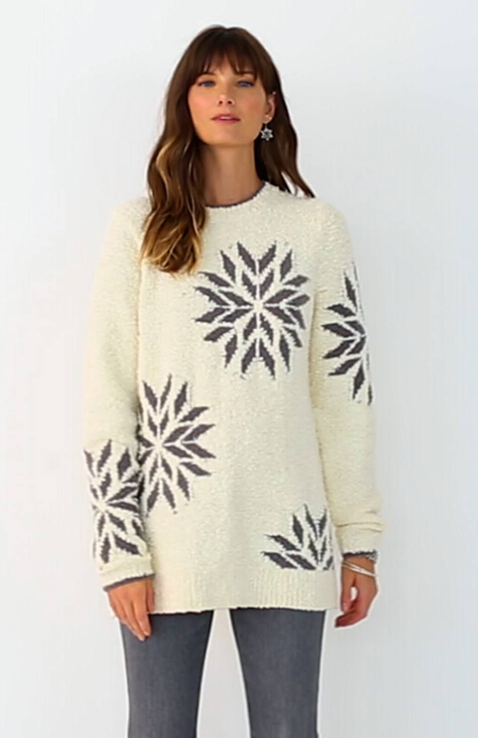 Intarsia Snowflake Sweater
