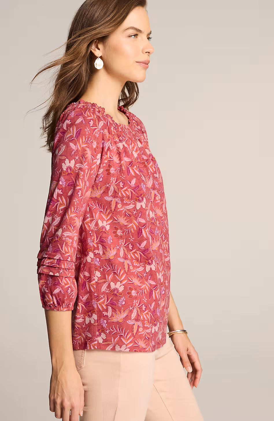 Printed Convertible-Shoulder Top