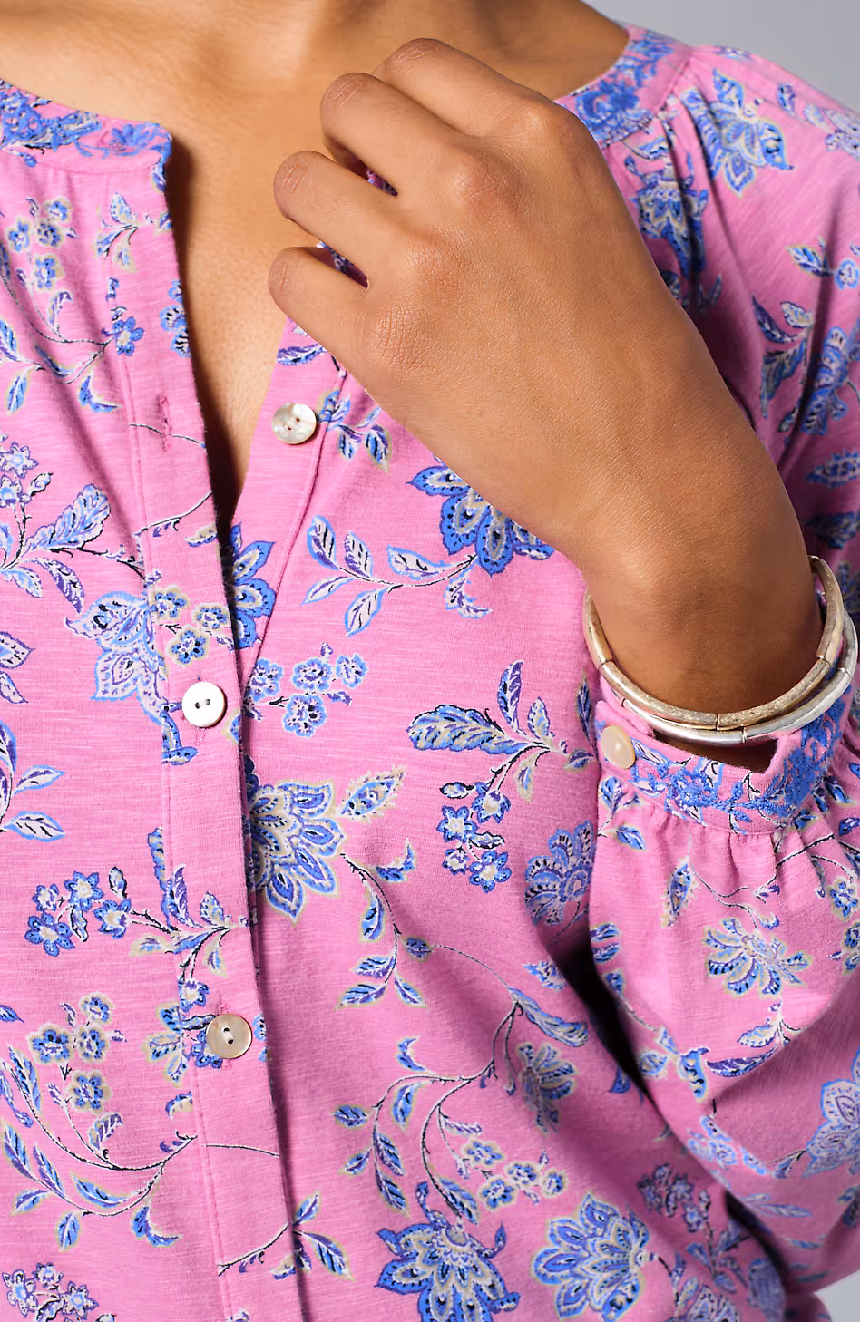 Jacobean-Printed & Embroidered Top