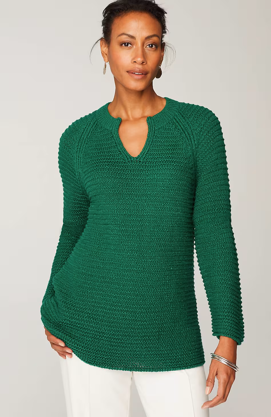Wearever Textured Split-Neck Sweater