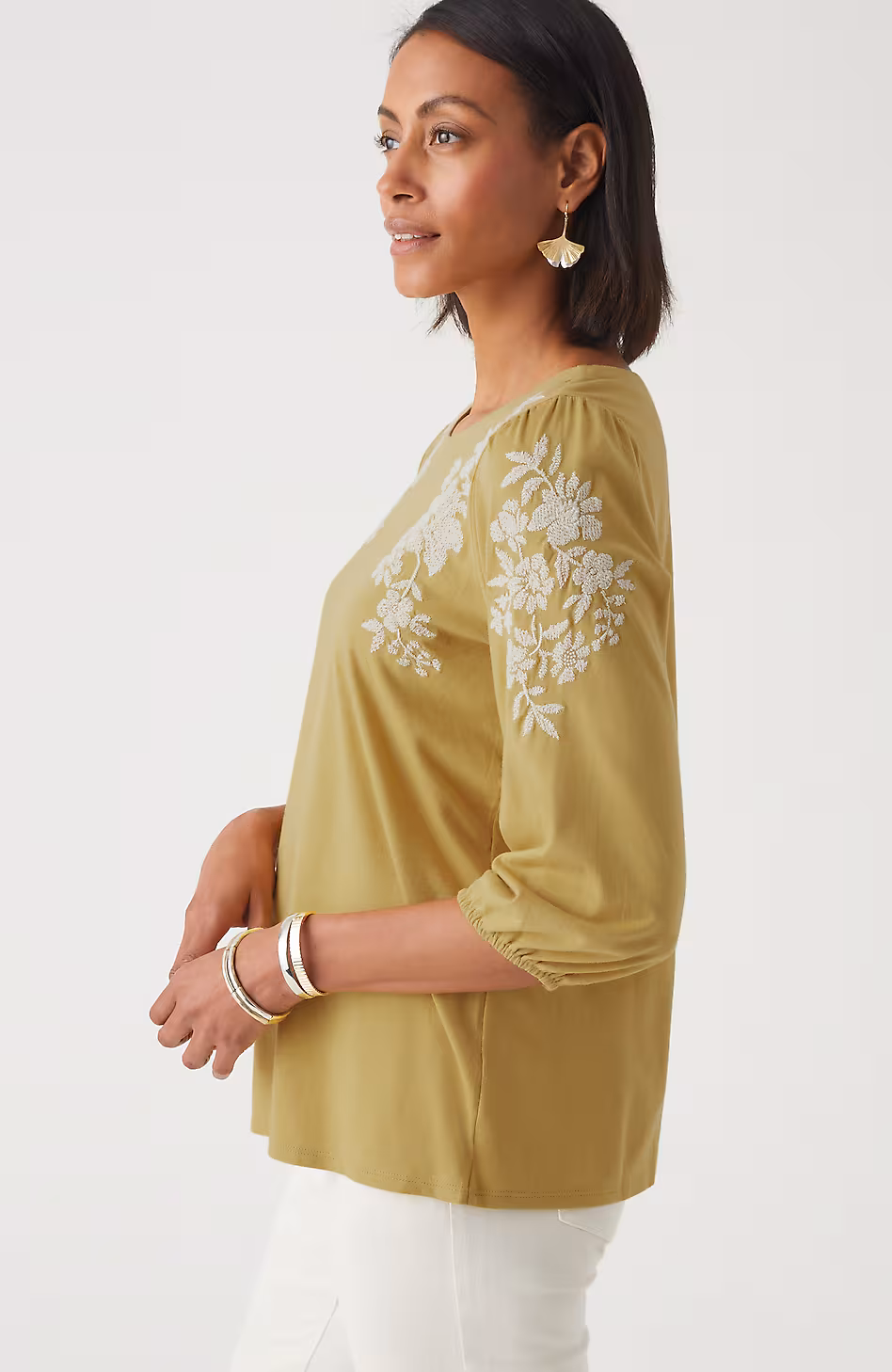 Floral-Embroidered Top