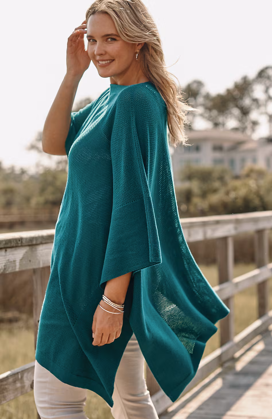 Rib-Knit Two-Way Poncho