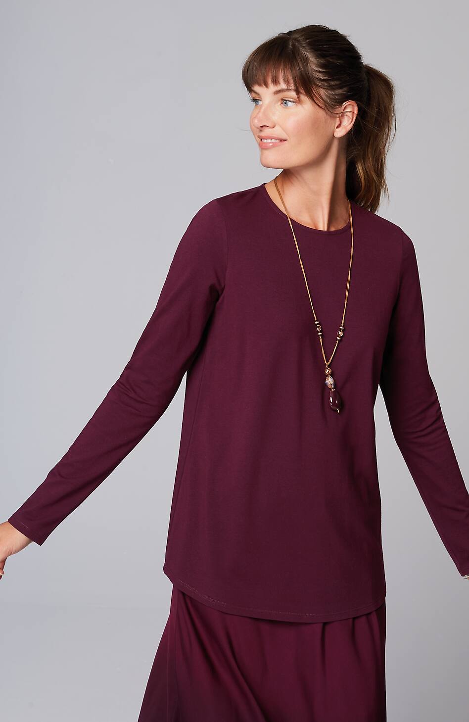 Pure Jill Long-Sleeve Shirttail Tee
