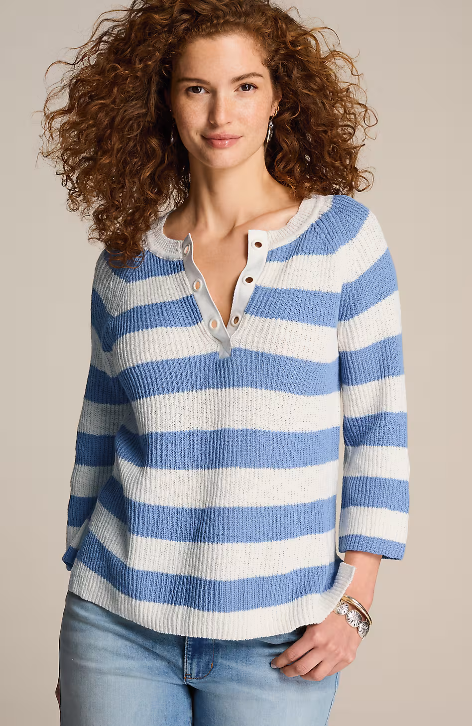 Split-Neck Ribbed Sweater