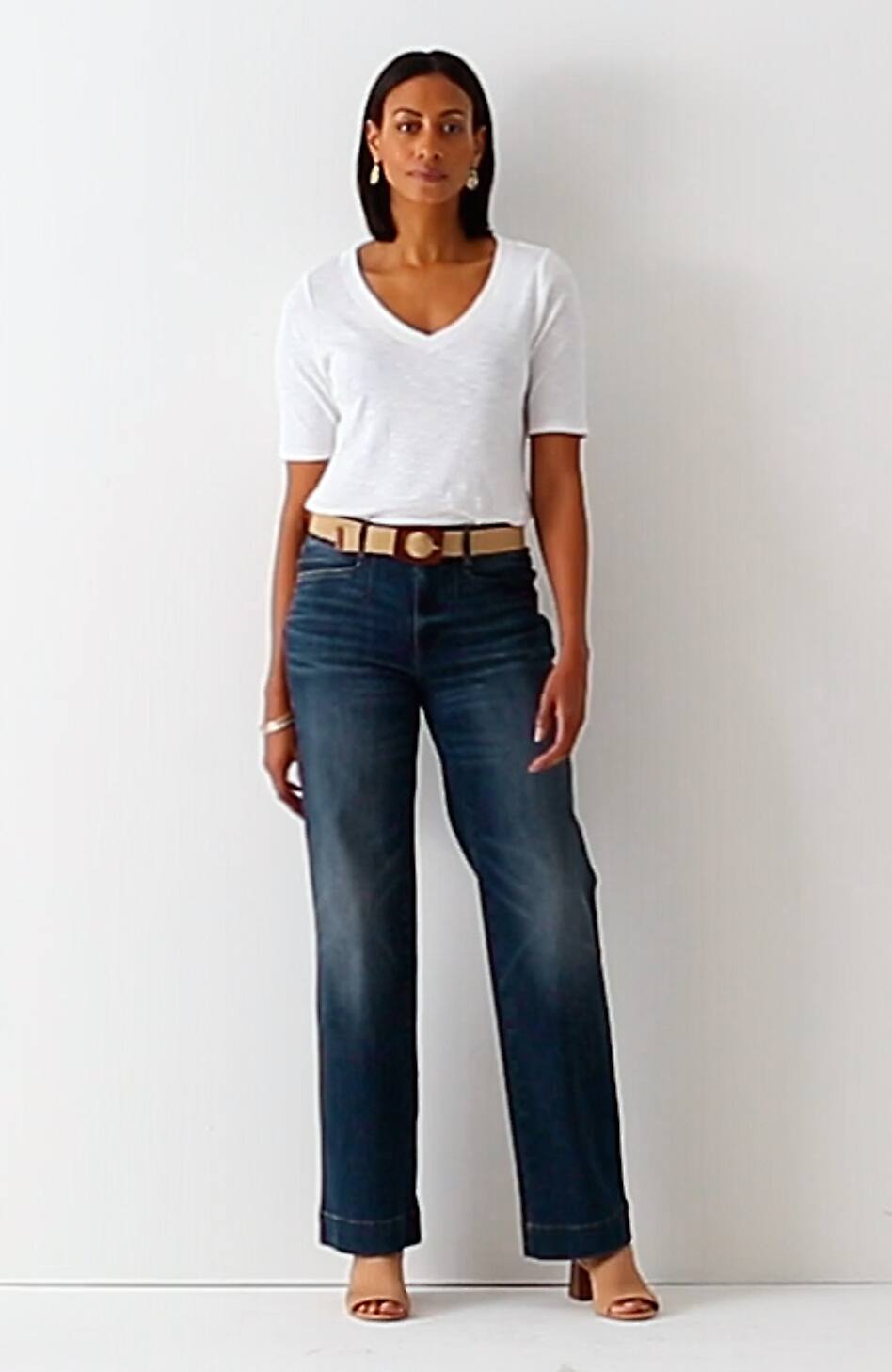 High-Rise Angled-Pocket Wide-Leg Jeans