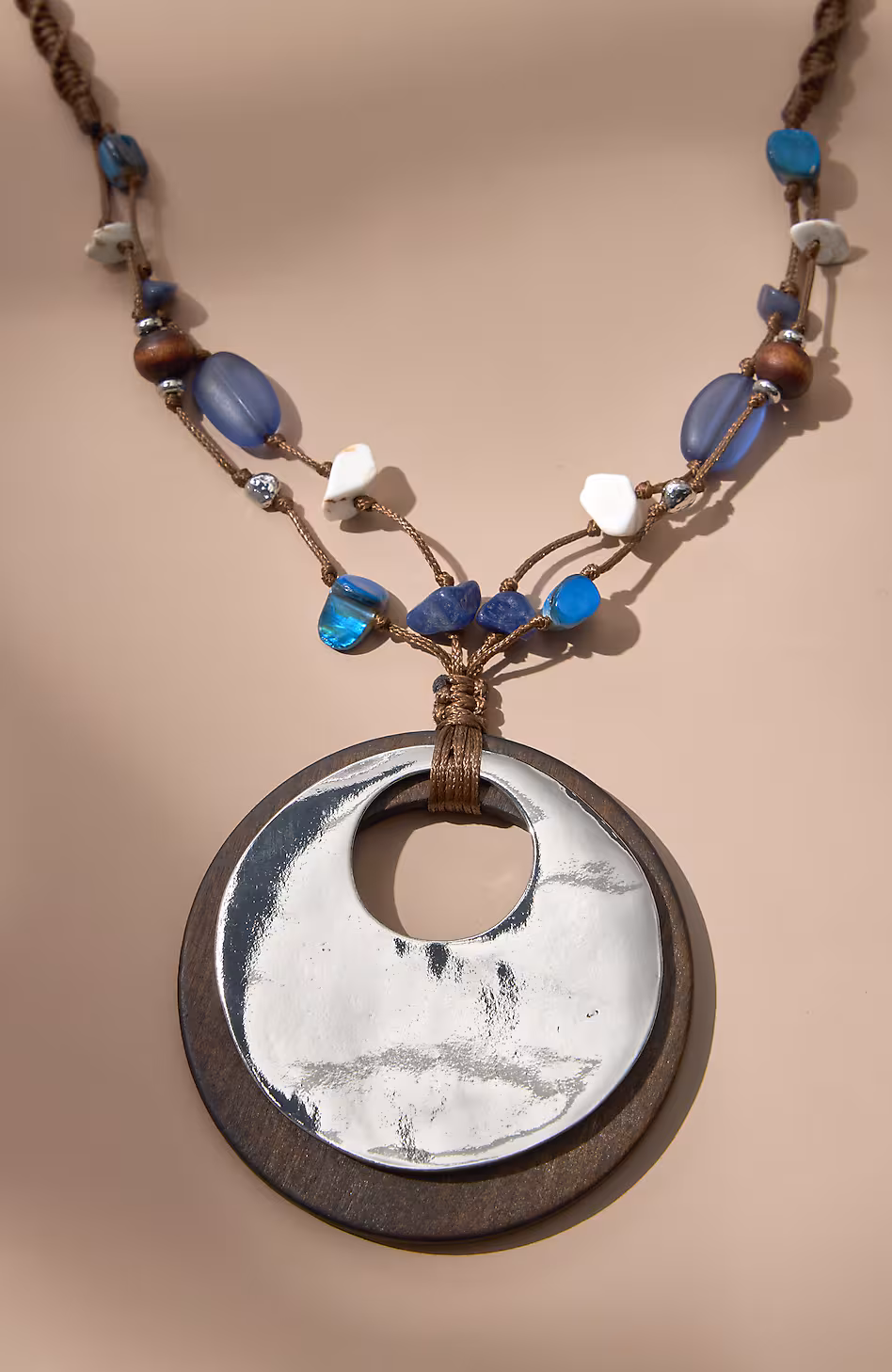 Wood & Beads Pendant Necklace