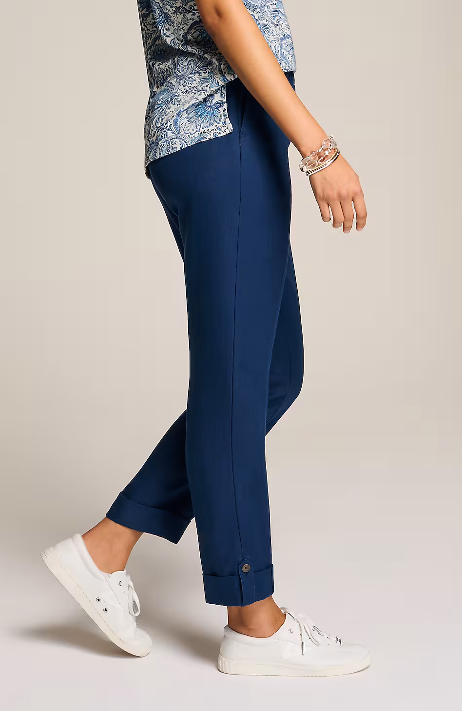 Linen Rolled-Cuff Straight-Leg Pants