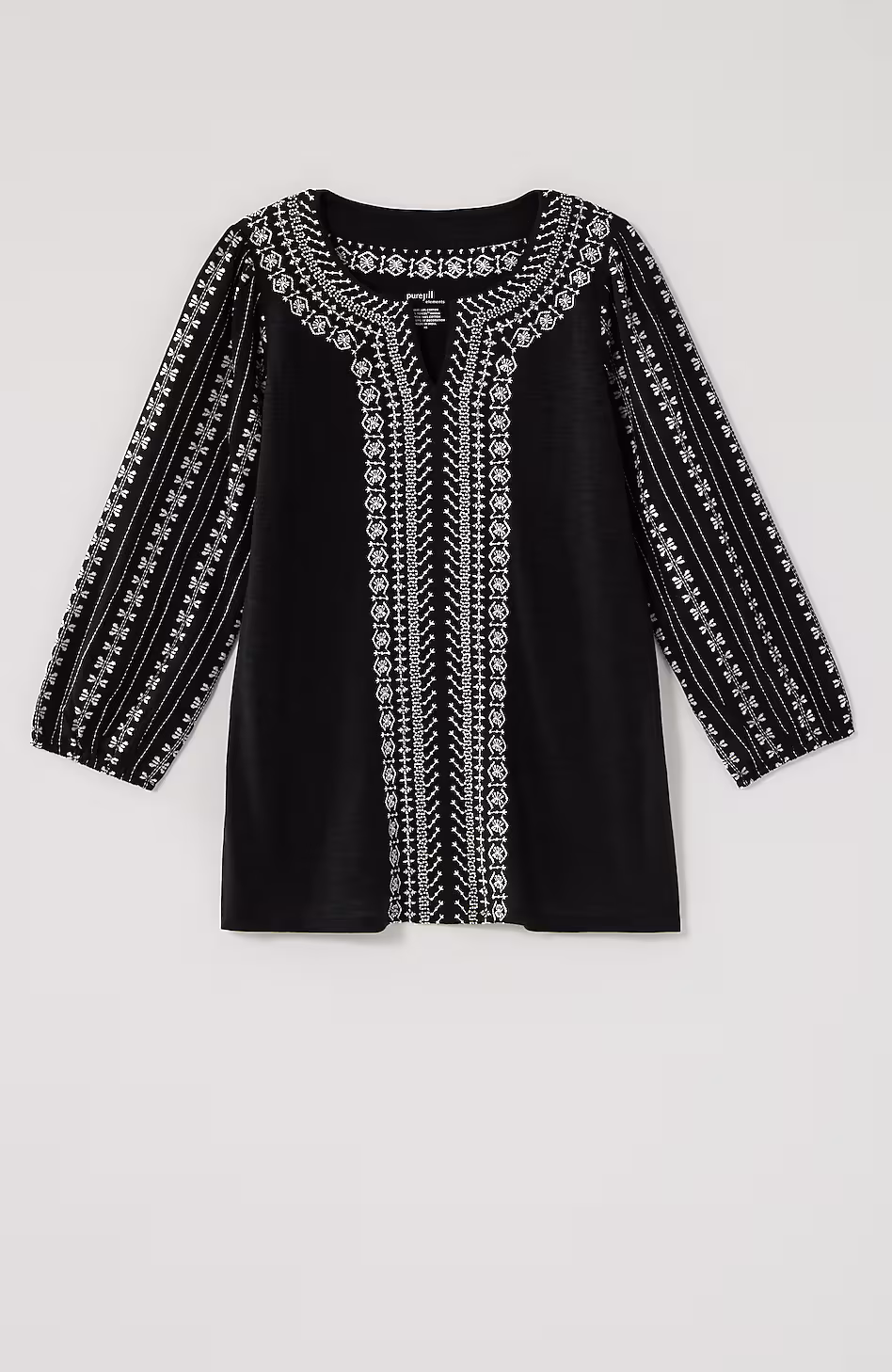 Pure Jill Mixed-Media Embroidered Top