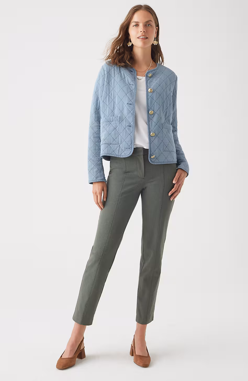 Diamond-Quilted Curved-Hem Jacket