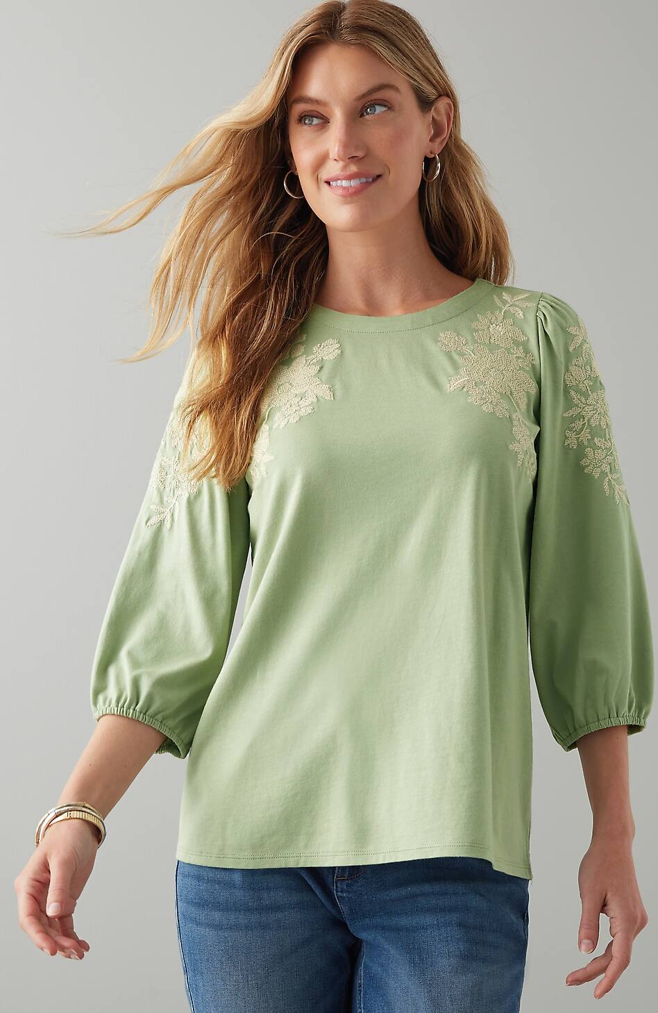 Floral-Embroidered Top