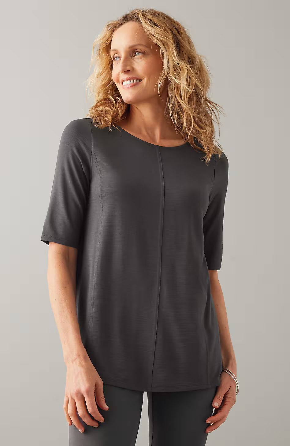 Wearever Slub-Knit Elliptical-Hem Top