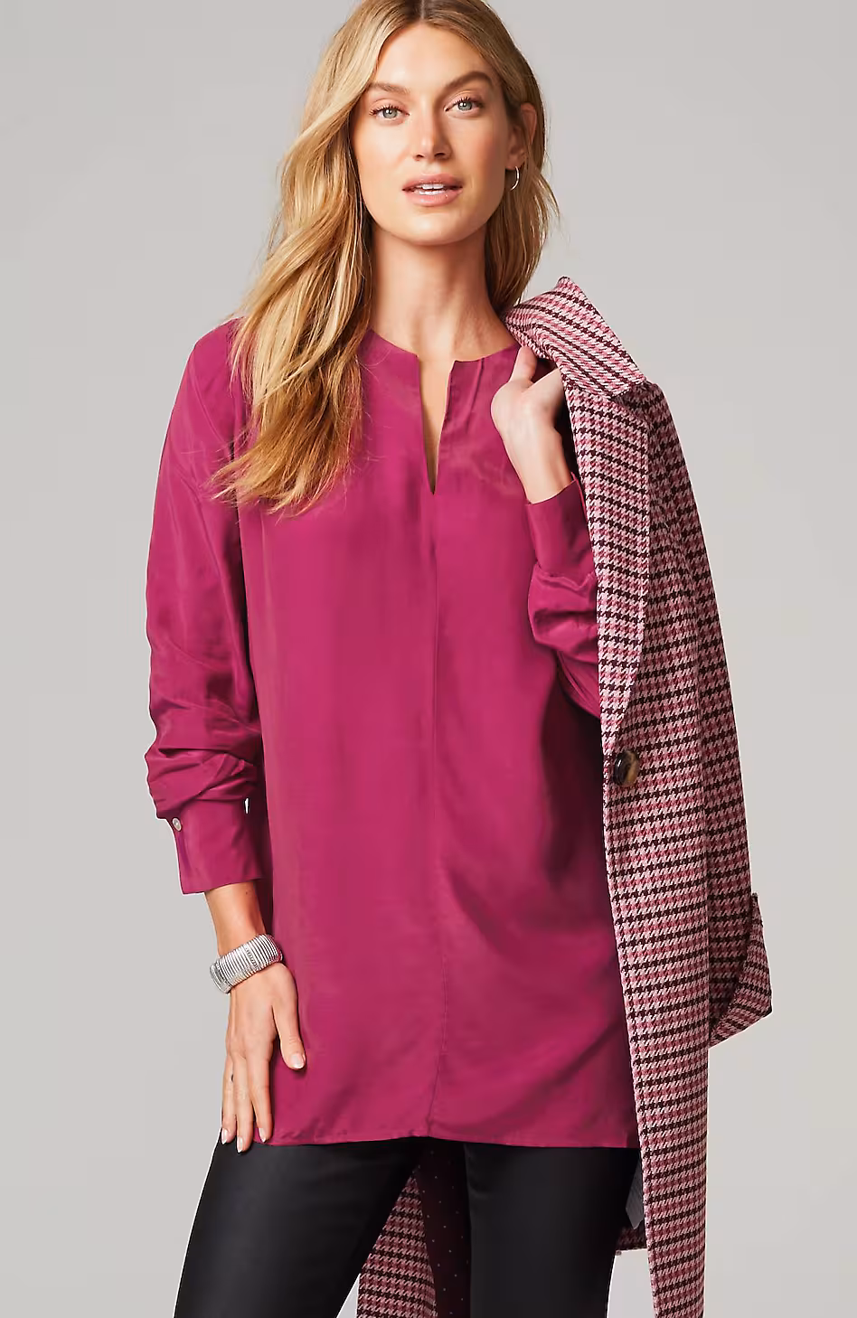 Smocked Split-Neck Tunic