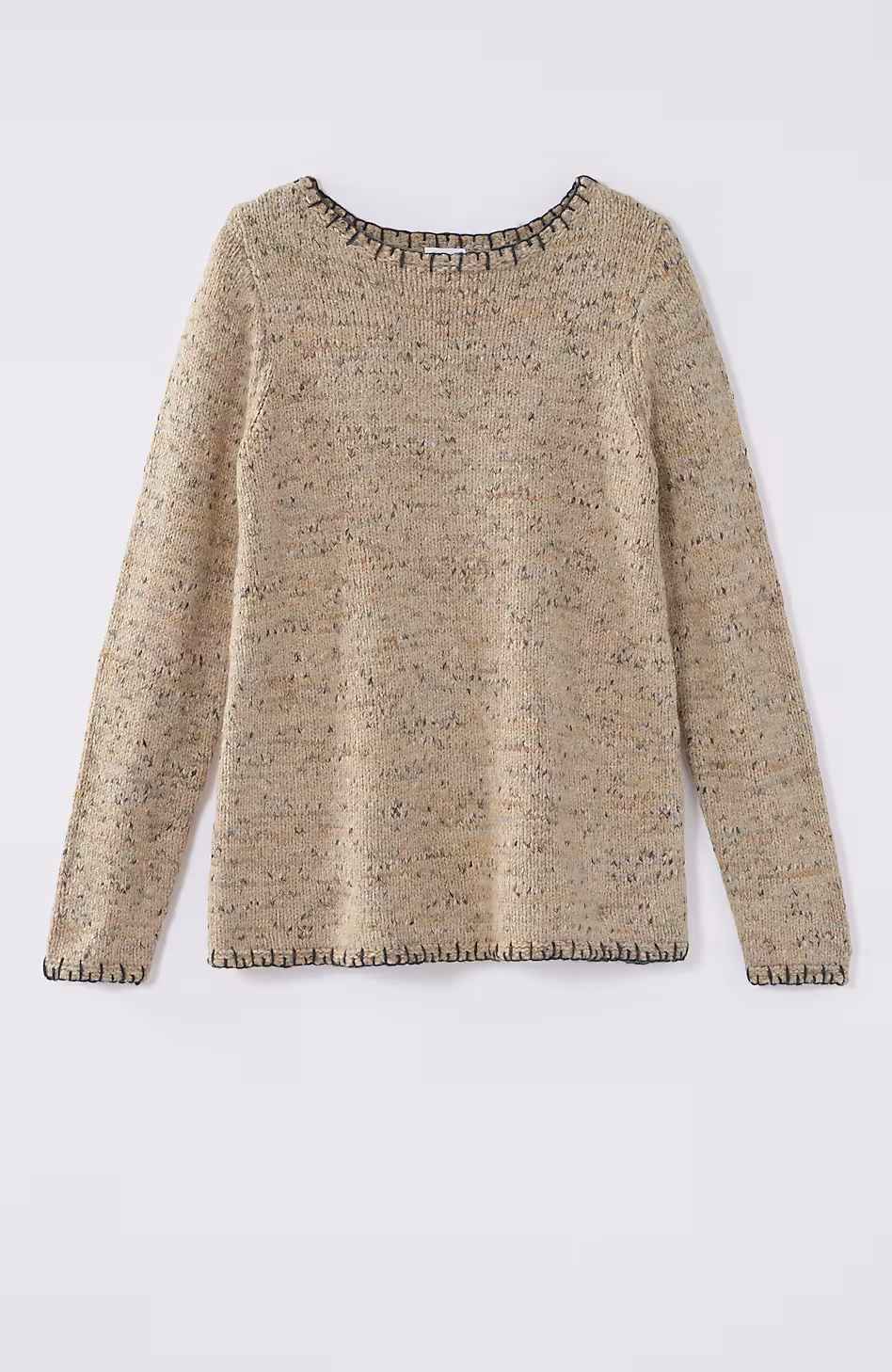 Pure Jill Whipstitch-Trimmed Pullover Sweater