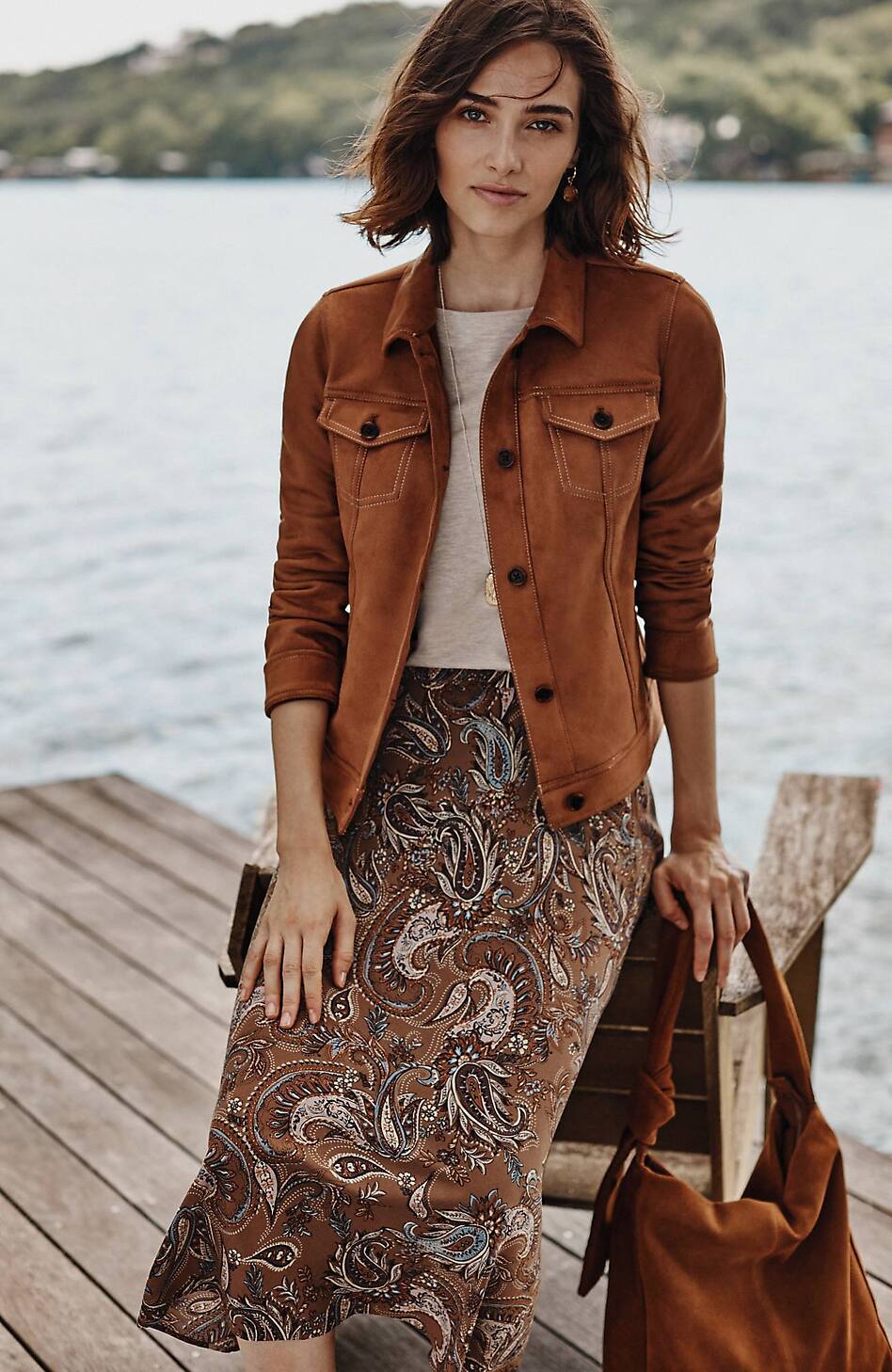 Printed A-Line Midi Skirt