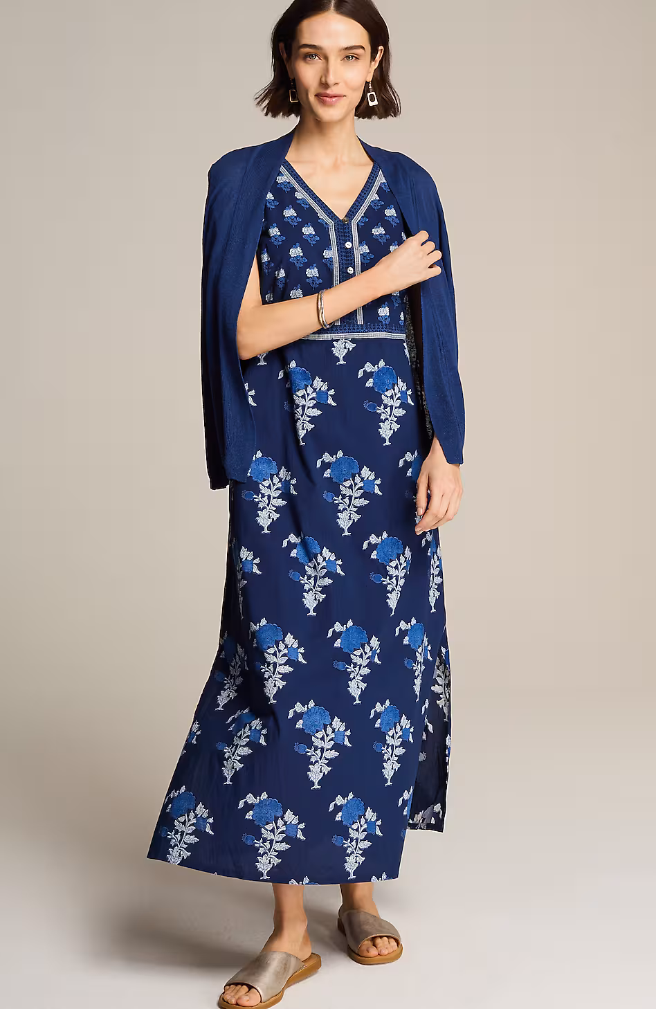 Pure Jill Mixed-Print Maxi Dress