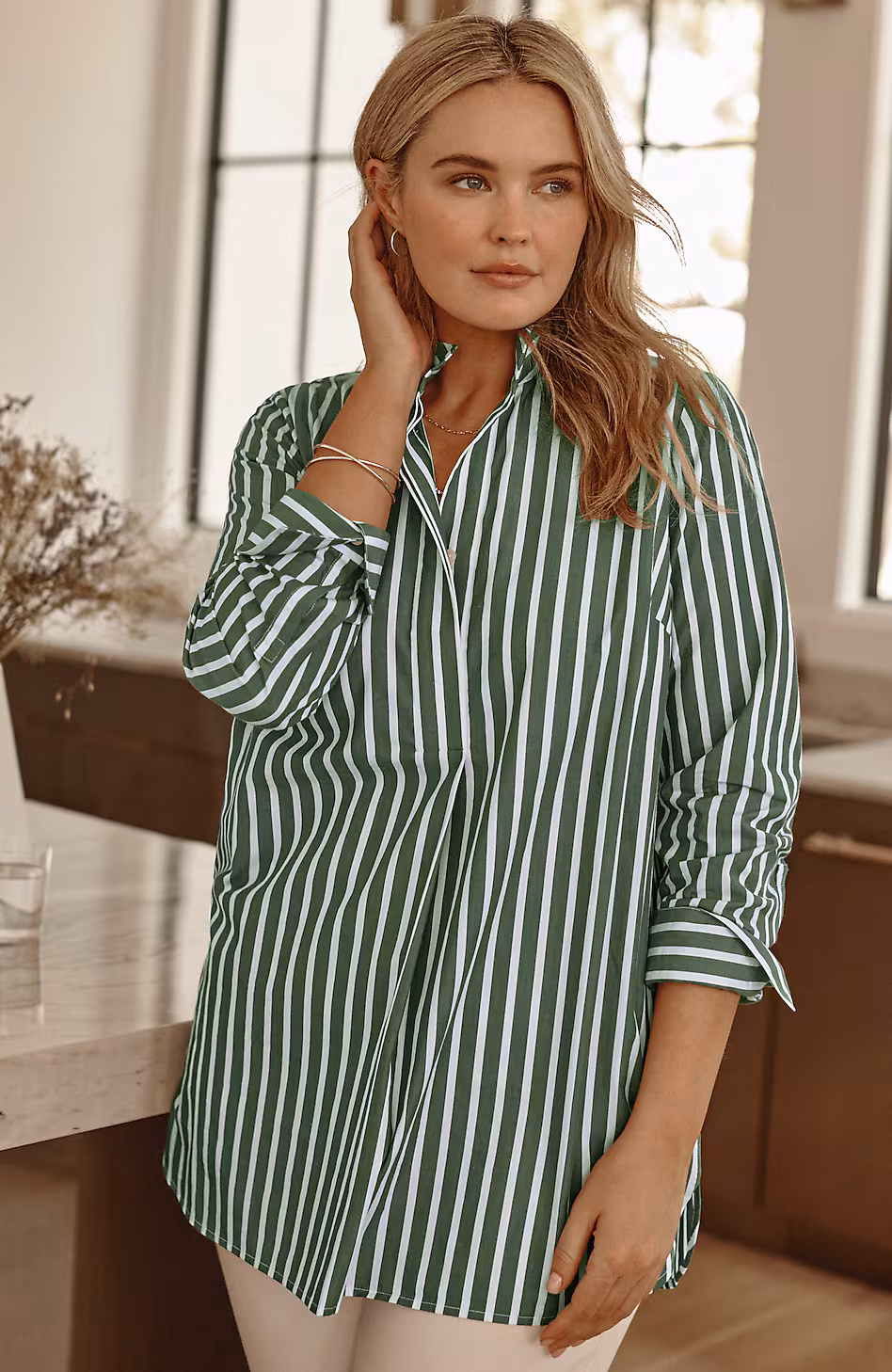 Cotton Stand-Collar Tunic