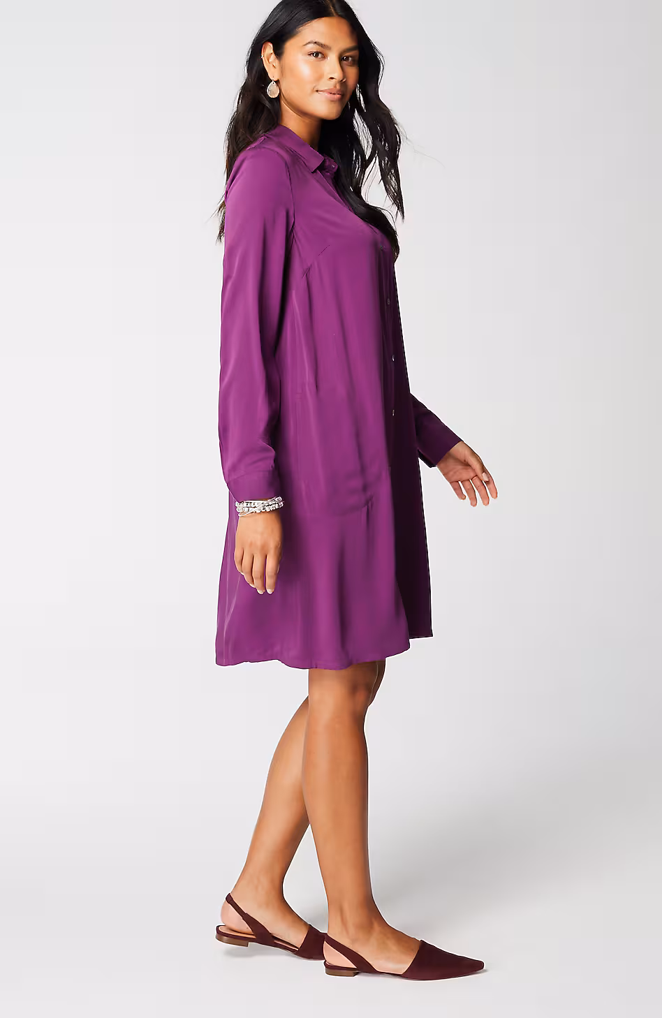Satin A-Line Shirtdress