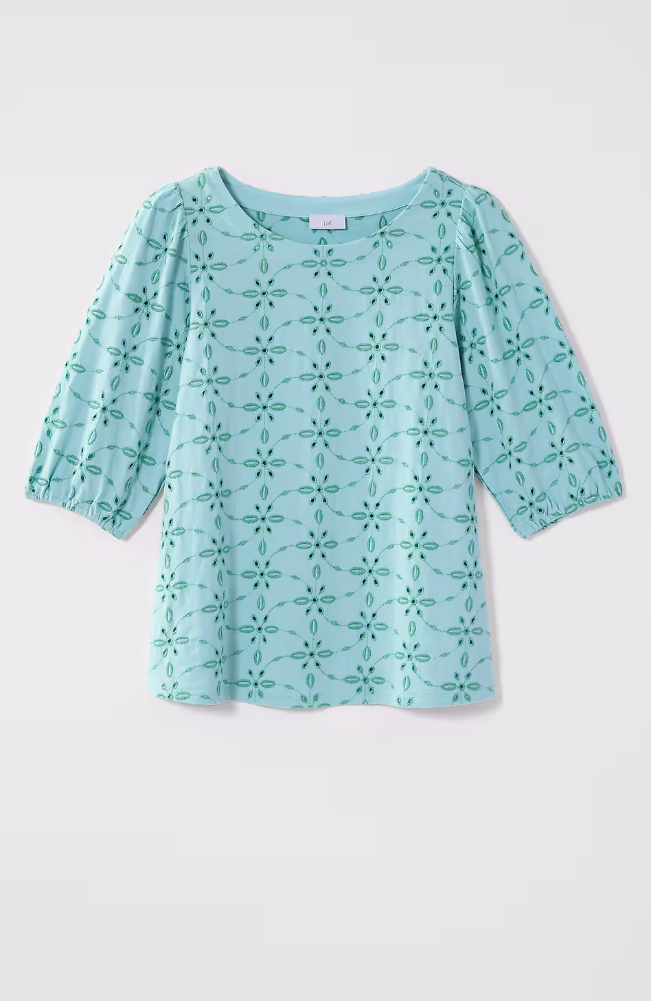 Contrasting-Eyelet Knit Top