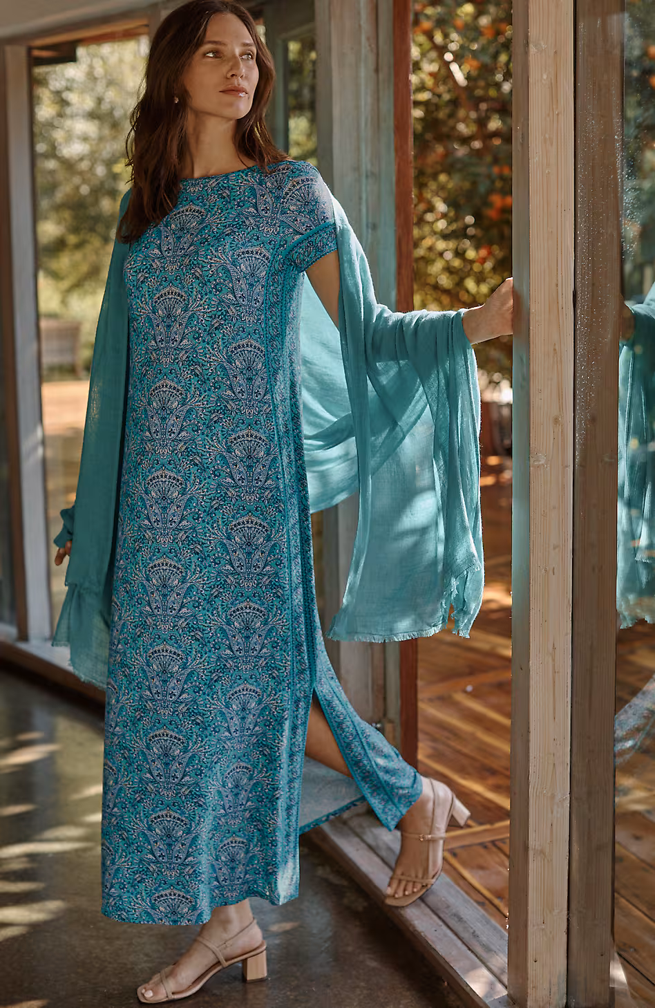 Button-Back Maxi Dress