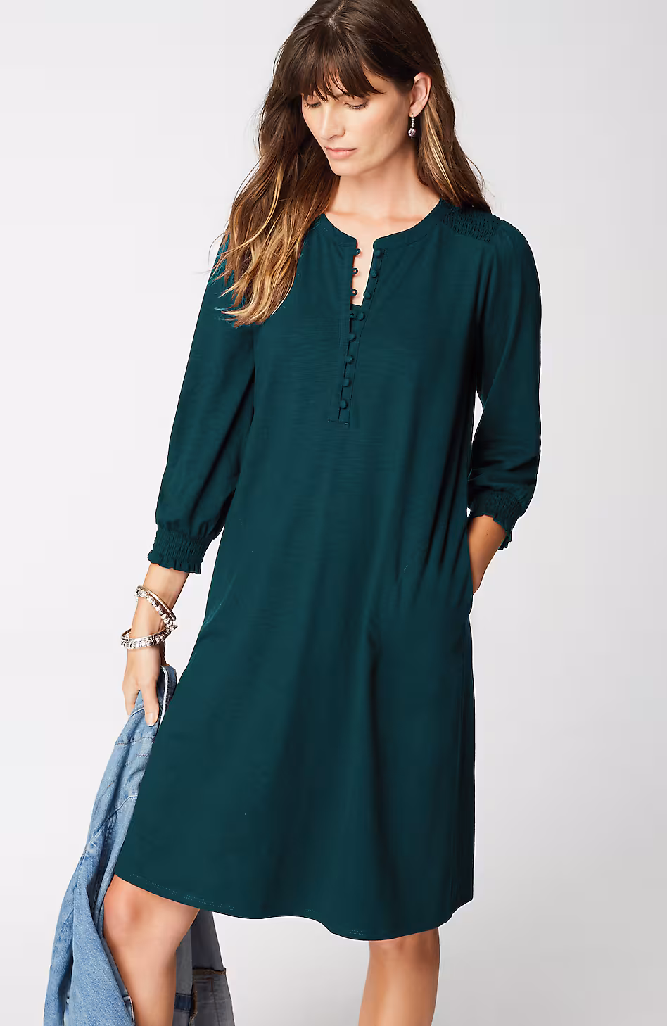 Smocked Henley Dress