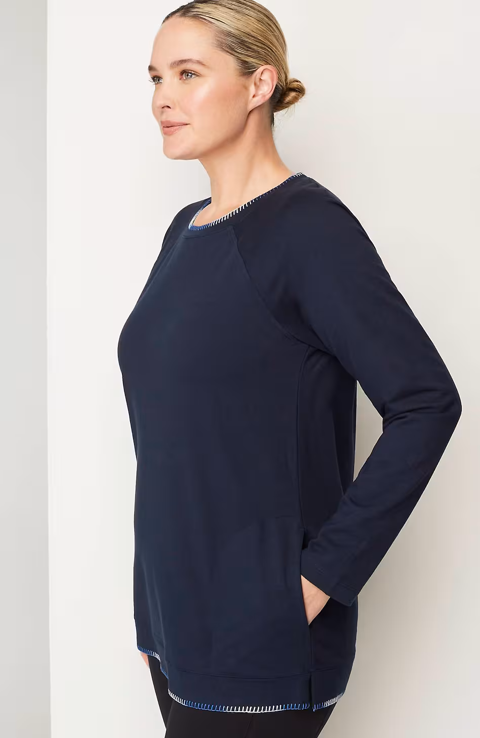 Fit Ombré-Stitched Tunic Sweatshirt