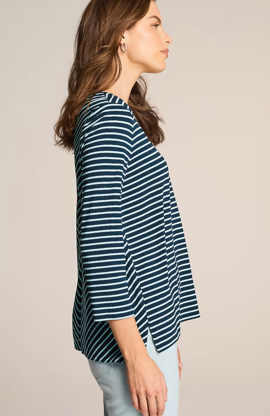 Wearever Mitered-Stripe V-Neck Top