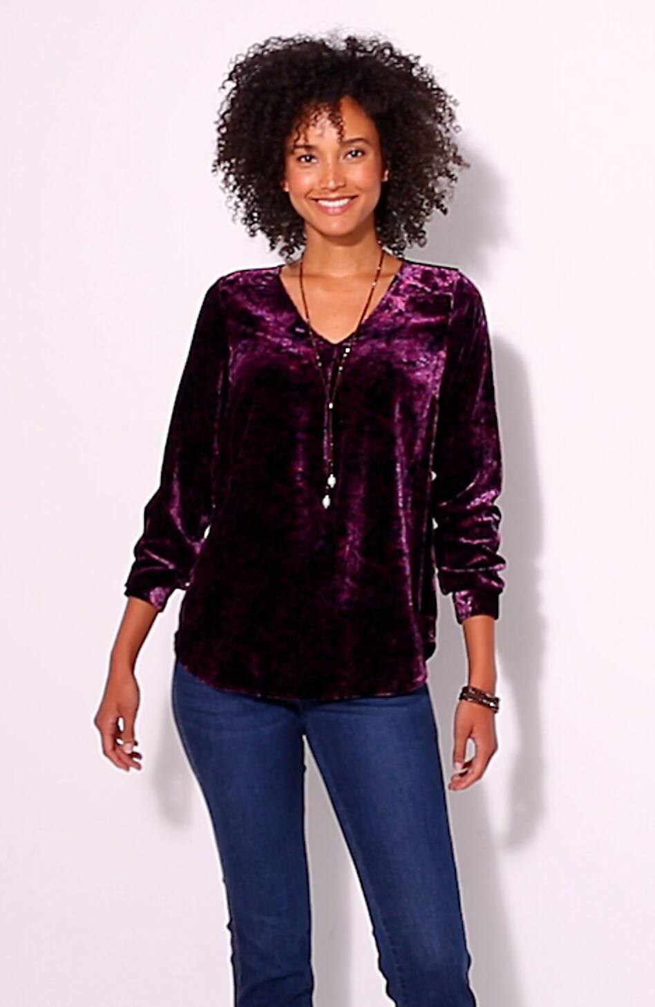 Velvet Paisley-Printed Top