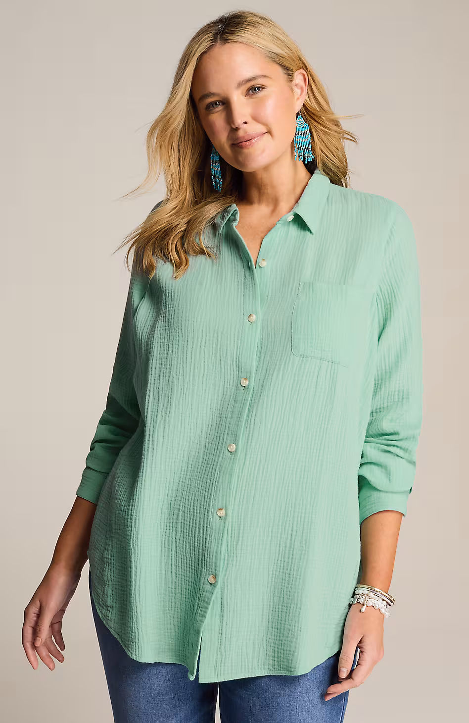 Cotton-Gauze A-Line Tunic