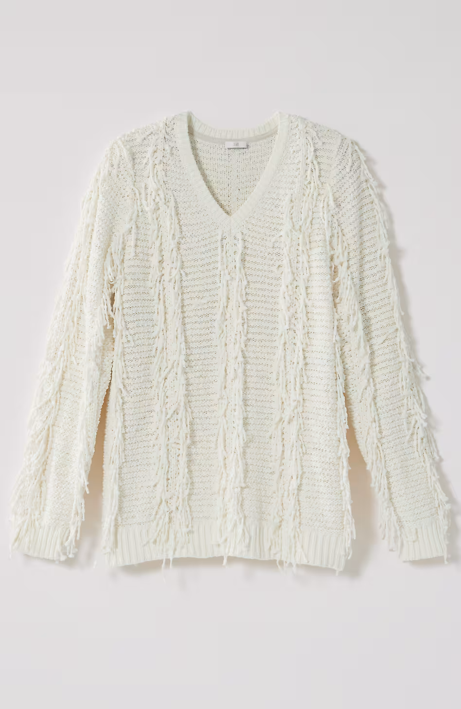 Fringed V-Neck Sweater