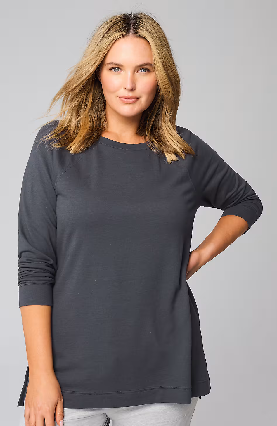 Fit French Terry Stepped-Hem Tunic